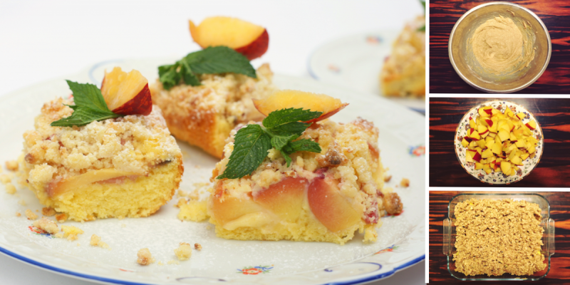 Персиковый пирог с миндальной крошкой: пошаговый фото-рецепт
