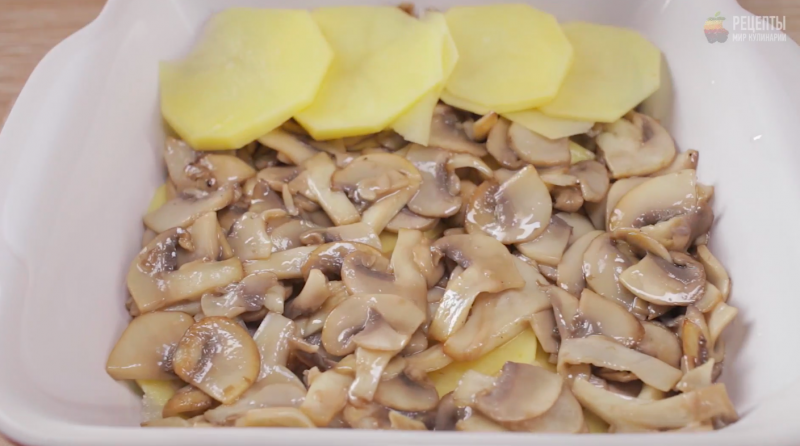 Картофельный гратен с грибами: видео-рецепт