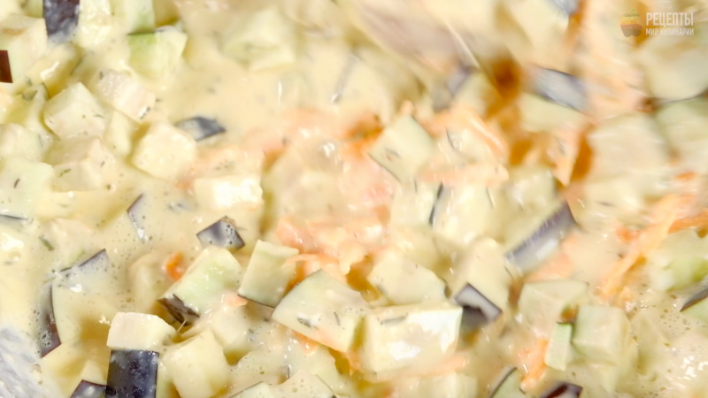 Заливной овощной пирог с баклажанами: видео-рецепт