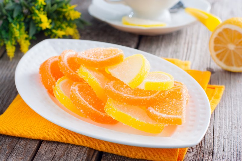 Апельсиновые и лимонные желейные дольки