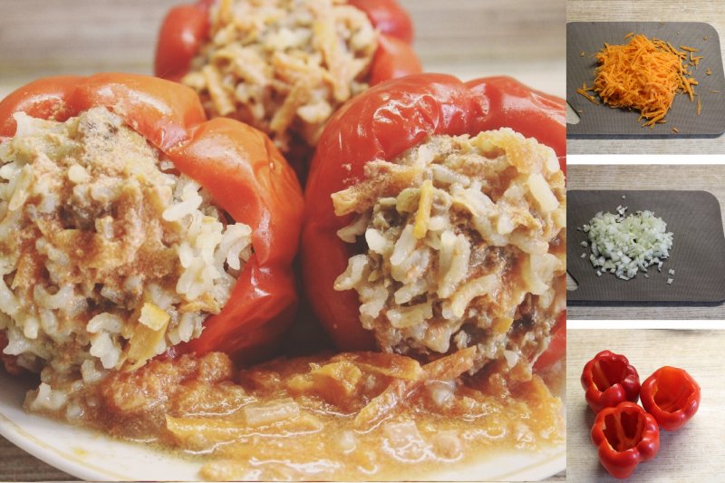 Перцы, фаршированные мясом, в томатно-сметанной соусе: пошаговый фото рецепт