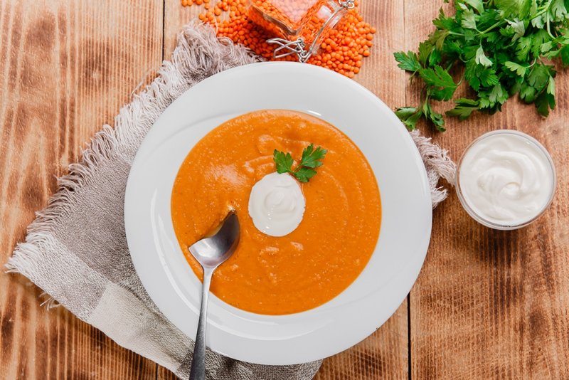 Суп-пюре из чечевицы – низкокалорийный обед!