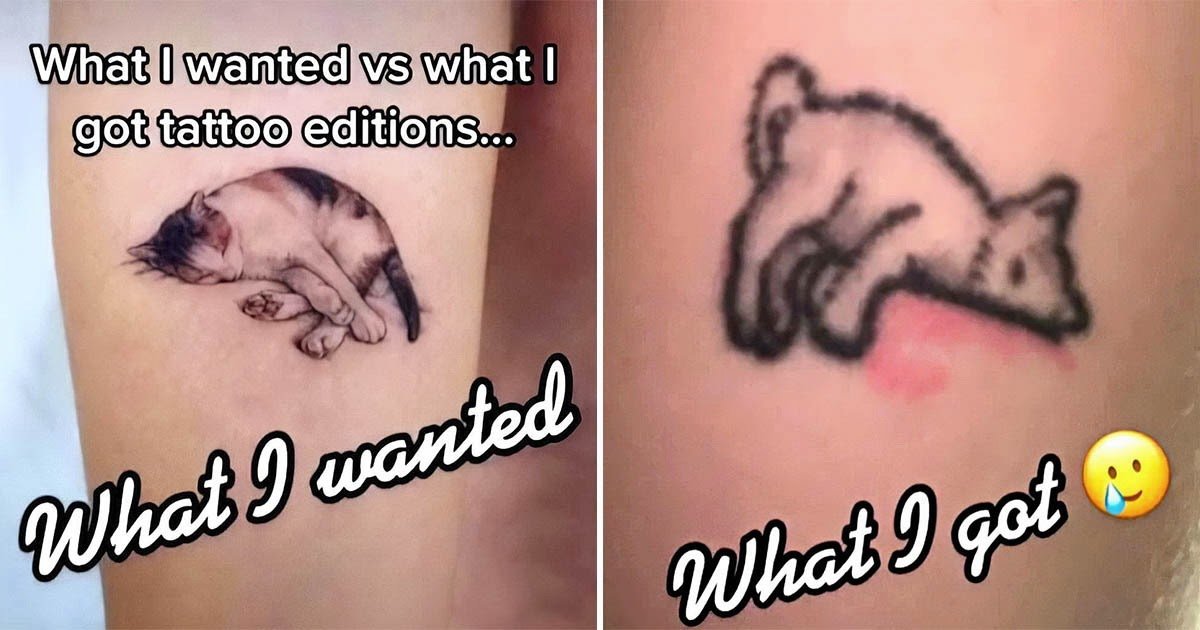 Девушка попросила неумеху-татуировщика набить котенка и сильно пожалела